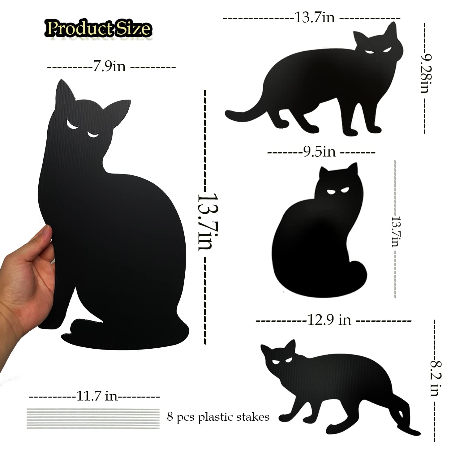 Amazon.co.jp: 黒猫 庭 サイン 4個 ハロウィンデコレーション